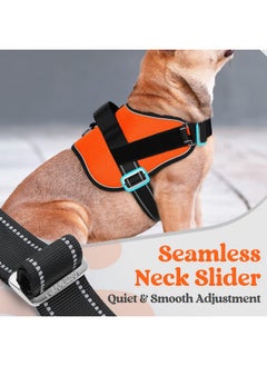 Rabbitgoo rabbitgoo Dog Harness Medium Sized, Easy On Pet Vest with One Buckle, No Pull Adjustable Service Harness with D-Ring & Handle, Reflective for Safety Walking, Training, Orange, M  - Image 3