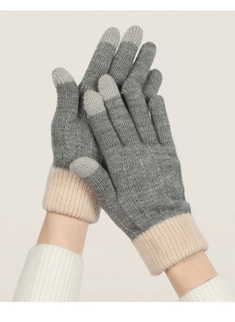 KASTWAVE Winter Gloves, Women Touch Screen Knitted Thermal Grey Wool Soft Lining Elastic Cuff Mittens, for Hiking Cycling Driving Skiing Outdoor Sports  - Image 5