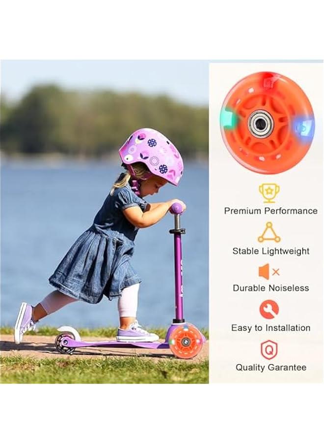 Scooter Replacement Wheels, 1pc LED Flash Wheel 80MM, Mini Maxi Micro Scooter Skate Wheels Flashing Roller Lights Back Rear ABEC-7 80MM for Kids  Teens Indoor Outdoor Skating (Orange) - Image 3