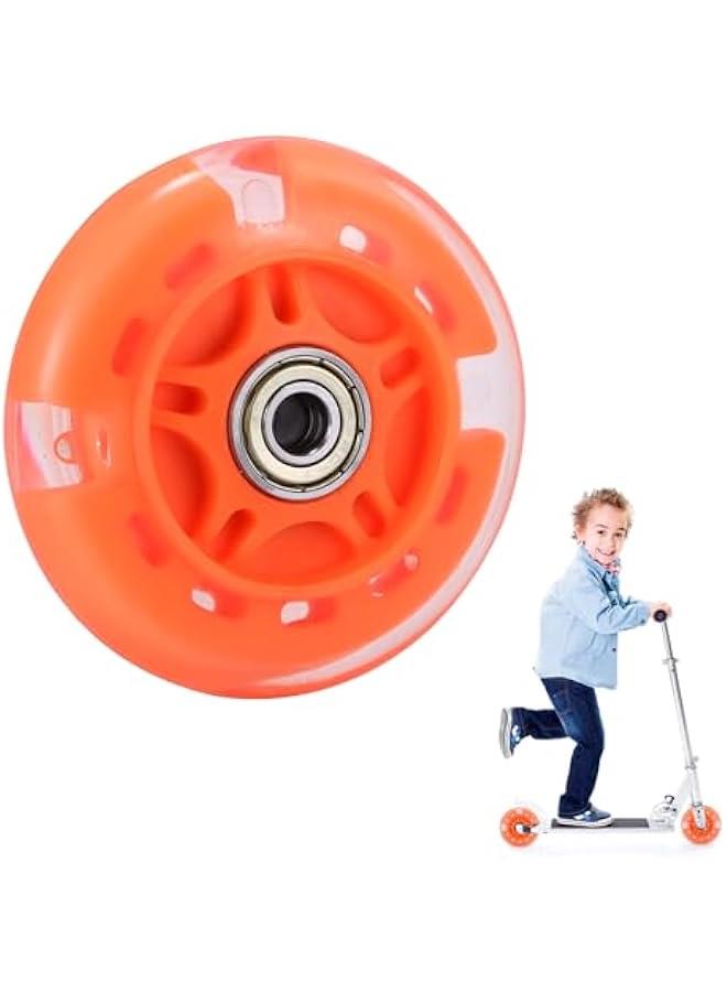 Scooter Replacement Wheels, 1pc LED Flash Wheel 80MM, Mini Maxi Micro Scooter Skate Wheels Flashing Roller Lights Back Rear ABEC-7 80MM for Kids  Teens Indoor Outdoor Skating (Orange) - Image 1