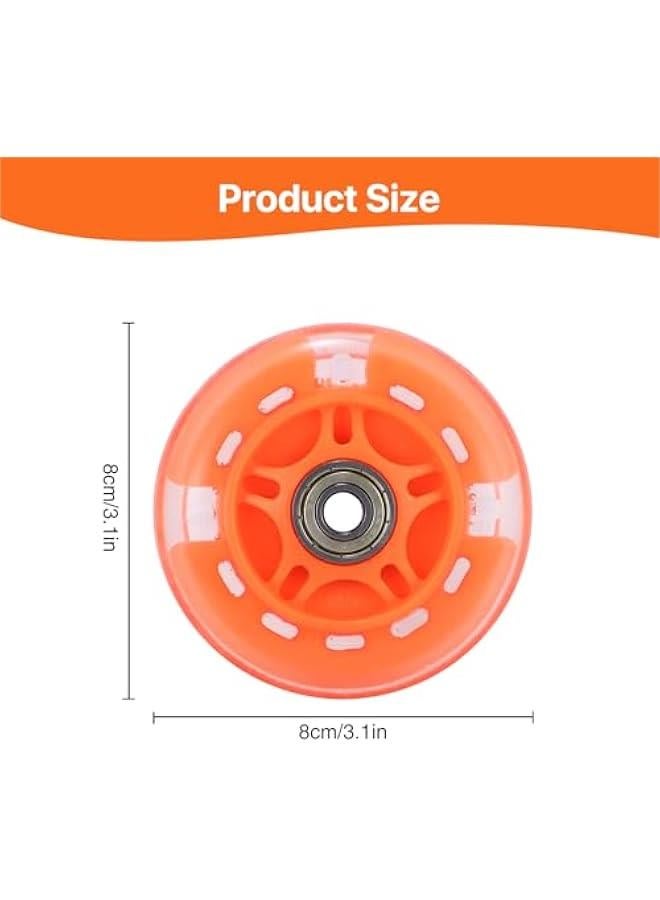 Scooter Replacement Wheels, 1pc LED Flash Wheel 80MM, Mini Maxi Micro Scooter Skate Wheels Flashing Roller Lights Back Rear ABEC-7 80MM for Kids  Teens Indoor Outdoor Skating (Orange) - Image 2