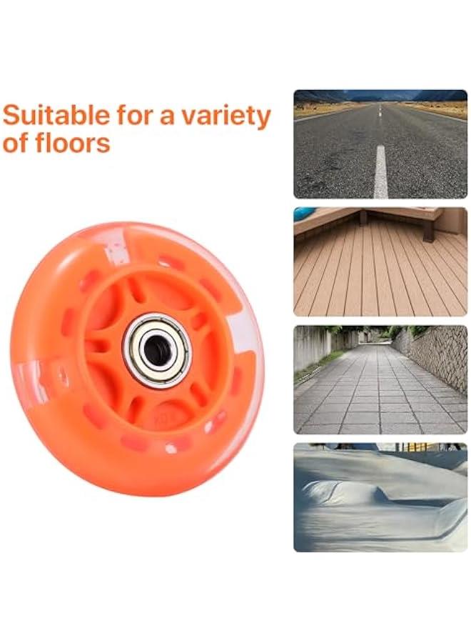 Scooter Replacement Wheels, 1pc LED Flash Wheel 80MM, Mini Maxi Micro Scooter Skate Wheels Flashing Roller Lights Back Rear ABEC-7 80MM for Kids  Teens Indoor Outdoor Skating (Orange) - Image 5