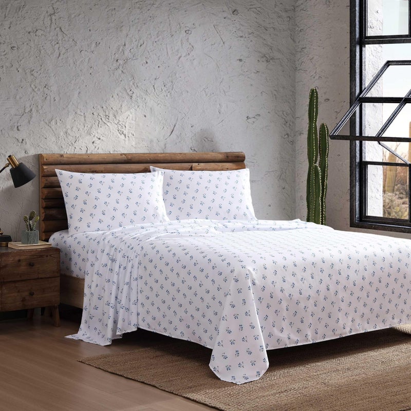 Wrangler - Sheet Set  Breathable & Wrinkle Resistant Bedding  Includes Matching Sham & Pillowcases  Floral Home Decor (Sketchy Ditsy Blue  Queen) - Image 2