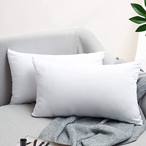 HFI Premium Hotel Quality Linen Micro Plain Pure Conjugated Virgin Polyester Fiber Cushion Fillers - Pack of 2 Pcs | 12 x 20 Inches | White - Image 1
