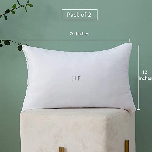 HFI Premium Hotel Quality Linen Micro Plain Pure Conjugated Virgin Polyester Fiber Cushion Fillers - Pack of 2 Pcs | 12 x 20 Inches | White - Image 2