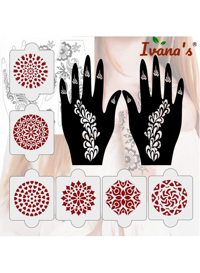 ivana's عبوة من 8 قطع (2 قطعة قوالب حناء + 6 قطع قوالب حناء قابلة لإعادة الاستخدام بتقنية الليزر من PVC) ، ملصقات حناء ، ملصقات حناء لليد الكاملة للنساء والفتيات والأطفال ، سهلة التطبيق ، Ivh-44 - Image 5
