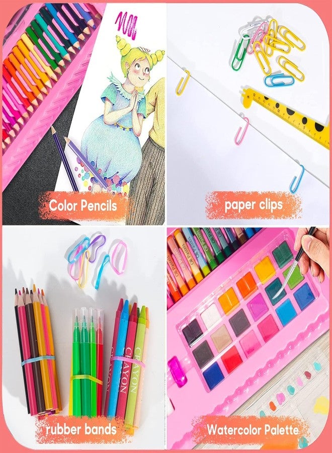 Okiki Art Supplies 297 Piece Drawing Art Kit Gifts for Girls Boys Kids Teens Gifts Coloring Art Set Case with Trifold Easel, Stickers, Coloring Book, Apron, Scissors, Origami Paper 40 Sheets - Image 4