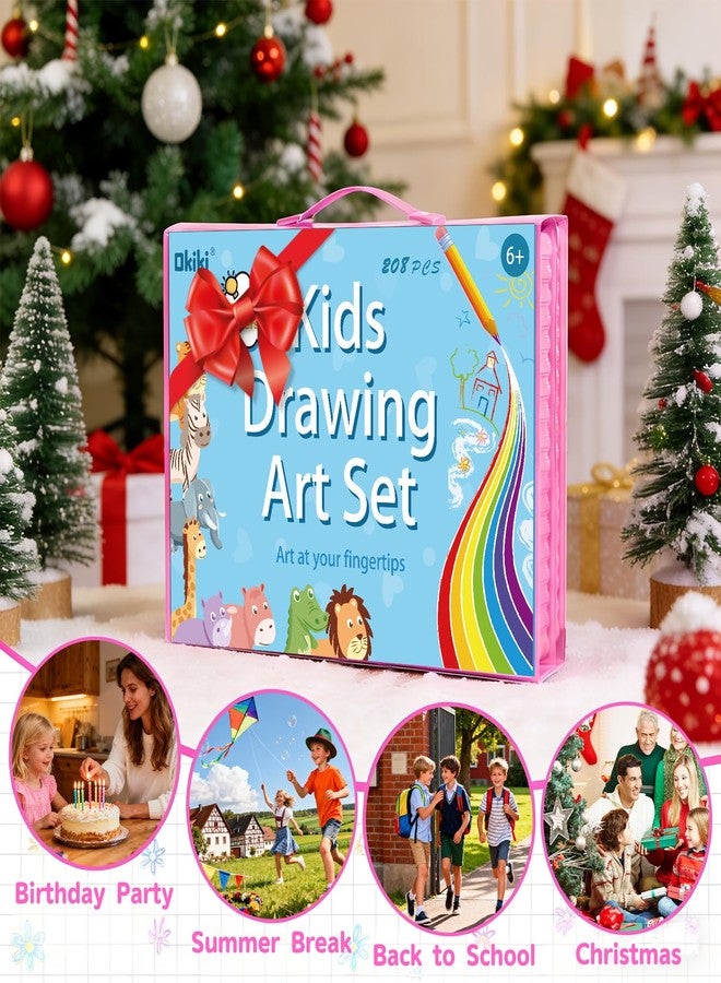 Okiki Art Supplies 297 Piece Drawing Art Kit Gifts for Girls Boys Kids Teens Gifts Coloring Art Set Case with Trifold Easel, Stickers, Coloring Book, Apron, Scissors, Origami Paper 40 Sheets - Image 5