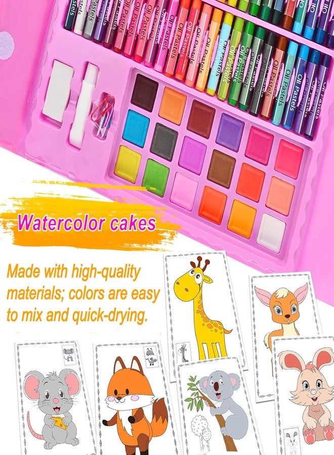 Okiki Art Supplies 297 Piece Drawing Art Kit Gifts for Girls Boys Kids Teens Gifts Coloring Art Set Case with Trifold Easel, Stickers, Coloring Book, Apron, Scissors, Origami Paper 40 Sheets - Image 3