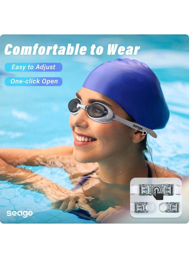 Seago Swimming Goggles 2 Pack Anti Fog Goggles Swimming UV Protection Fit for Adult Men Women Youth Junior, No Leaking Soft Silicone Seal Flat Lens Clear Vision, 3 Sizes of Nose Bridge - Image 2