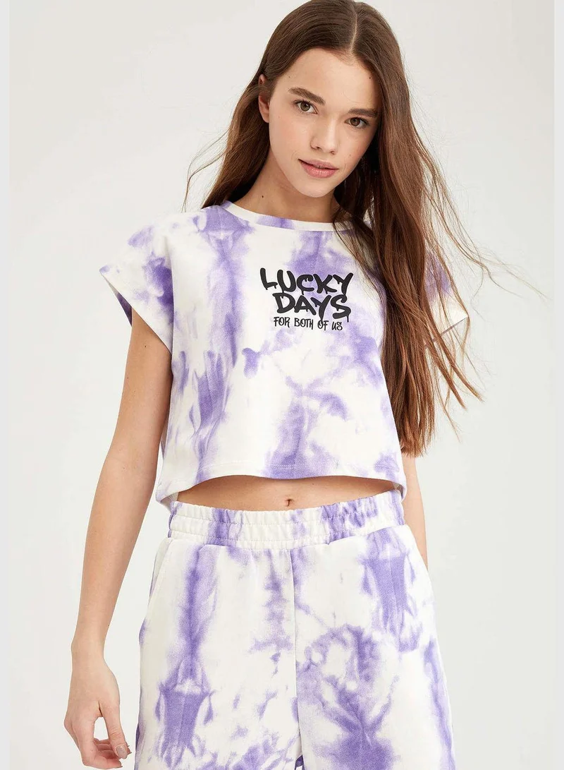 ديفاكتو Elastic Sleeveless Regular Fit Crew Neck Tie-Dye Sweatshirt