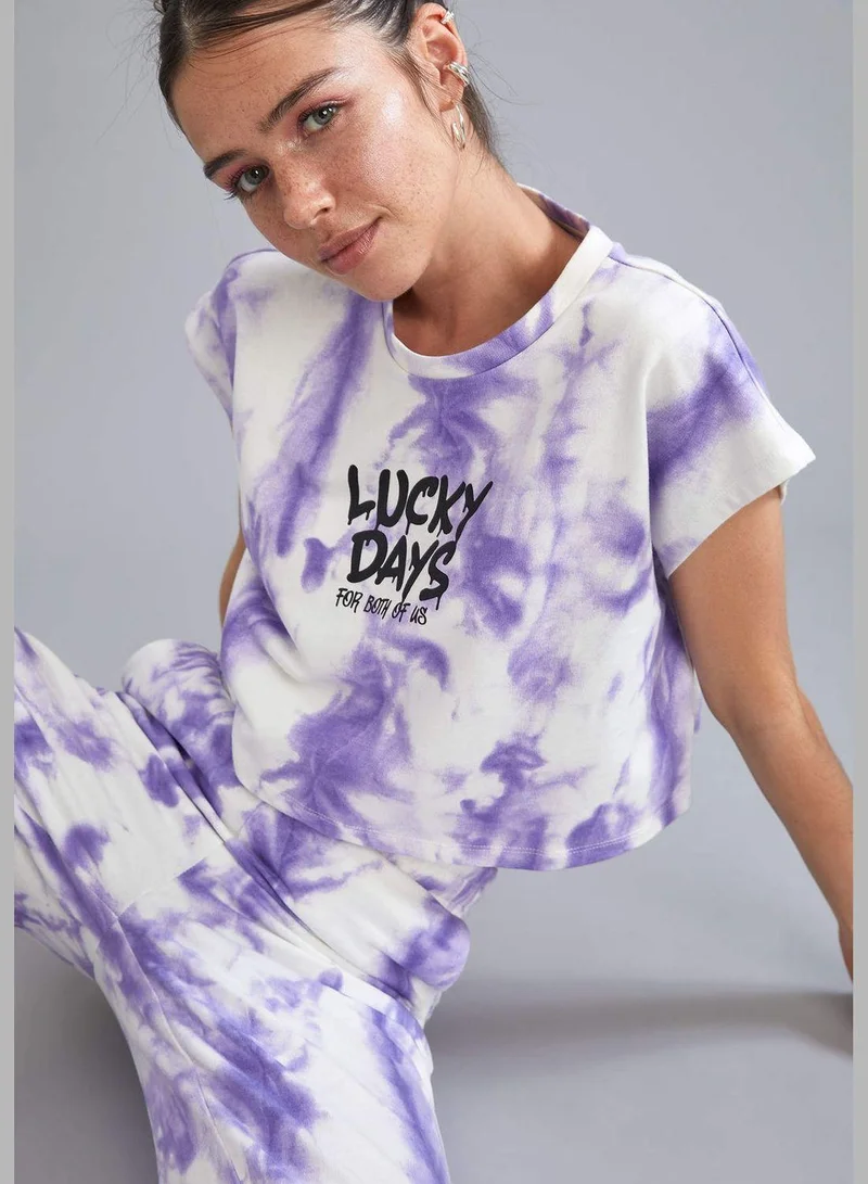 ديفاكتو Elastic Sleeveless Regular Fit Crew Neck Tie-Dye Sweatshirt