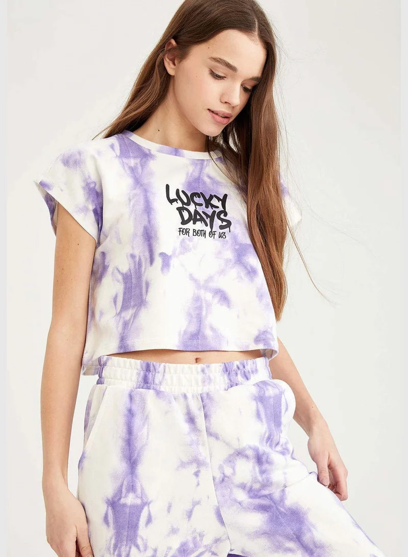 ديفاكتو Elastic Sleeveless Regular Fit Crew Neck Tie-Dye Sweatshirt
