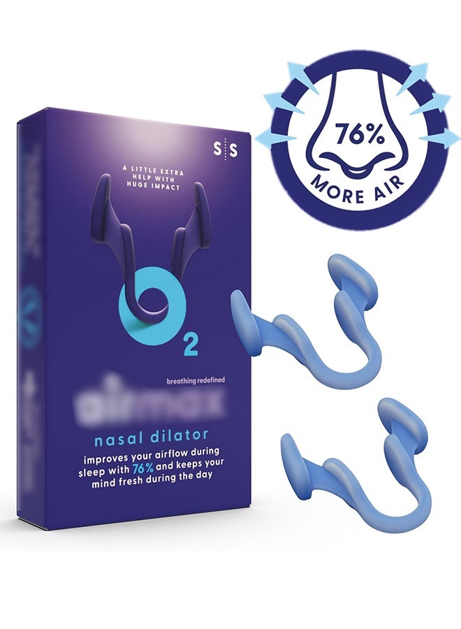 Unique Anti Snoring Nasal Dilator - 76% More Airflow - Anti Snore Device - Breathe Freely Through the Nose - Sinus Relief, Sleep aid and snoring Solution - 2X Small Blue - 6 Month Relief - Image 1