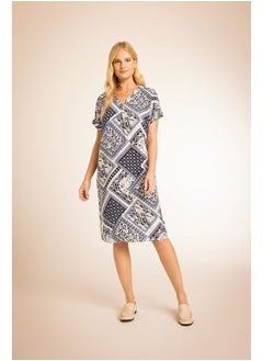 Woman V Neck Short Sleeve Woven Dress