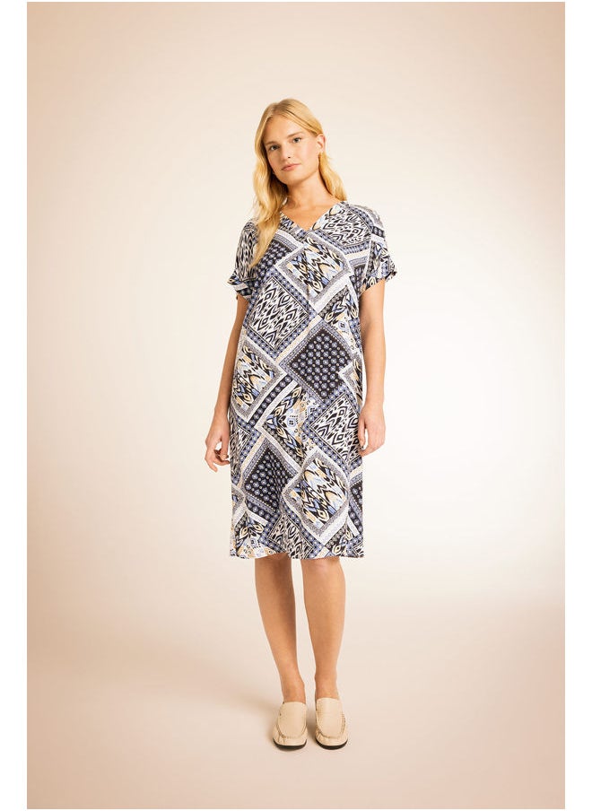 DeFacto - Woman V Neck Short Sleeve Woven Dress - Image 1