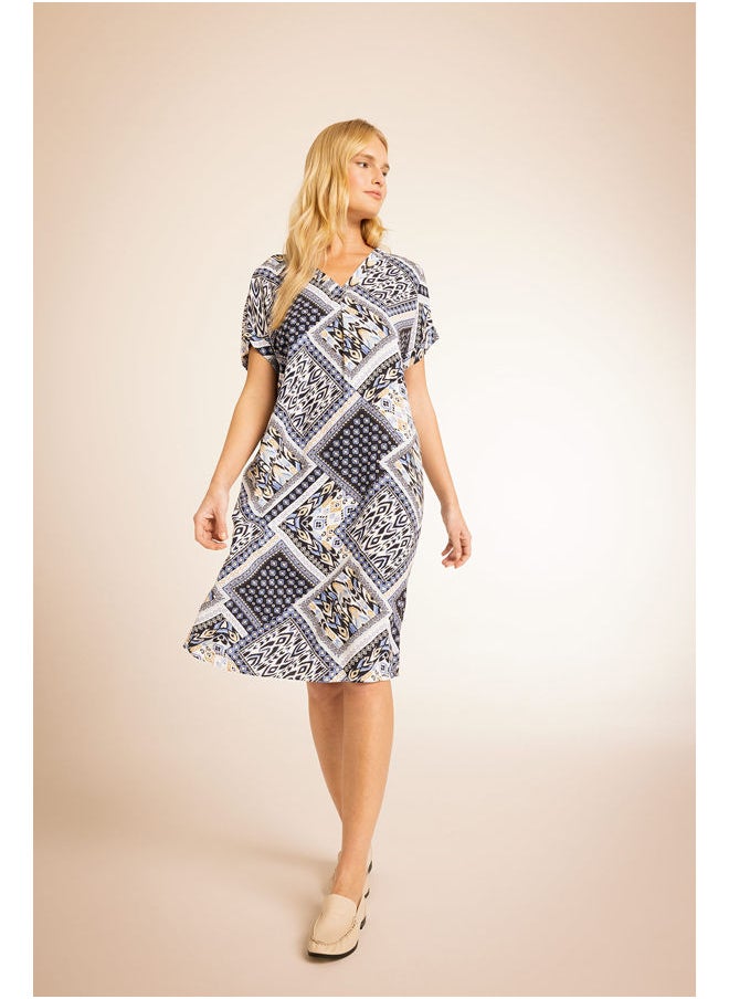 DeFacto - Woman V Neck Short Sleeve Woven Dress - Image 1