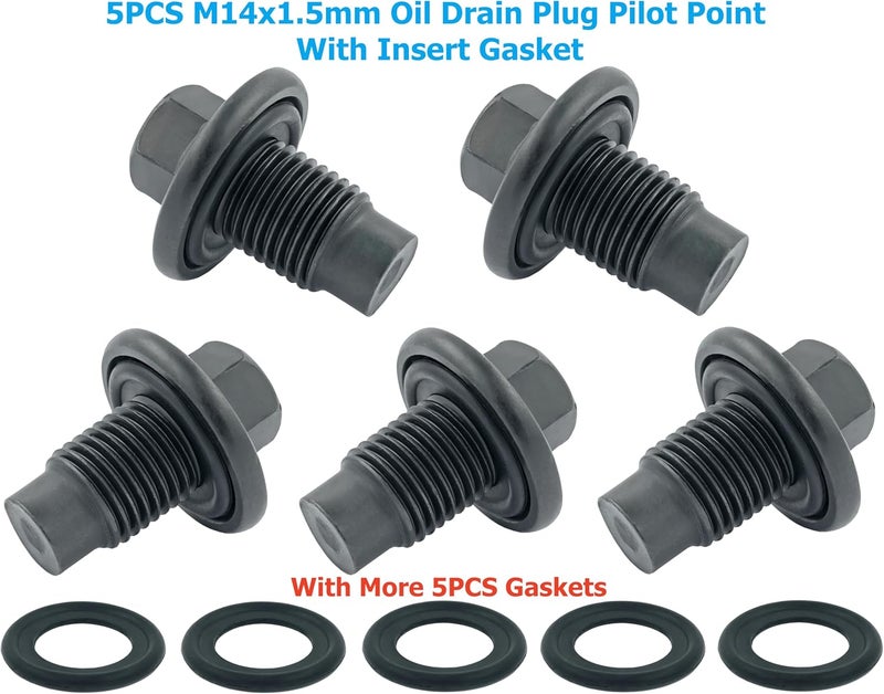 Dsnaduo 5 PCS Oil Drain Plug with Molded Gasket M14-1.50 for Ford, Lincoln, Chrysler, Dodge, Jeep - Image 2