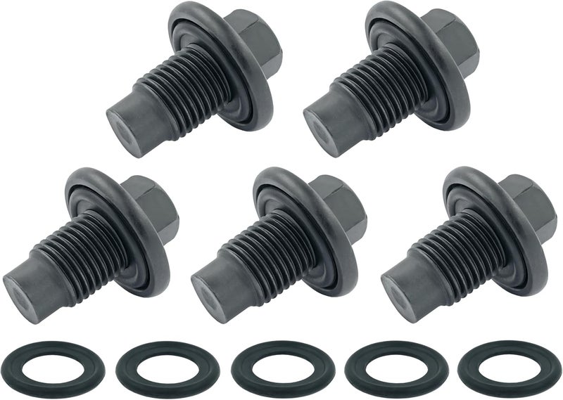 Dsnaduo 5 PCS Oil Drain Plug with Molded Gasket M14-1.50 for Ford, Lincoln, Chrysler, Dodge, Jeep - Image 1