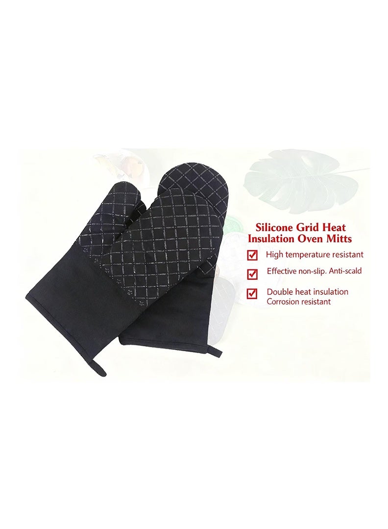 أوغر قفازات الفرن ووسادات الأواني، قفازات مقاومة للحرارة حتى 500 درجة فهرنهايت، قفازات فرن من القطن والسيليكون، قفازات مطبخ مقاومة للحرارة للشواء والشواء على الفحم والخبز والطهي - قفازات مطبخ - Image 4