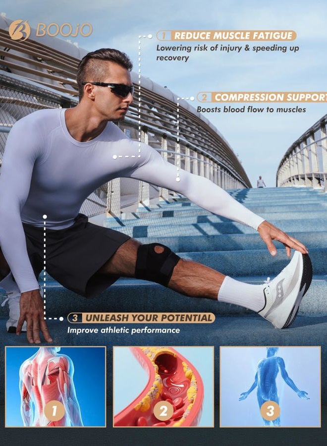 BOOJO 5 Pack Long Sleeve Compression Shirts for Men - Black Quick Dry Workout Base Layer Undershirt Top for Athletic Gym Running, 1-black/Black/White/Navy/Dark Grey, L - Image 3