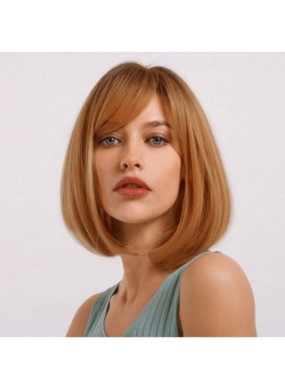 Reamily 12 Inch Short Strawberry Blonde Wigs With Bangs Medium Length Blonde Straight Wigs Synthetic Hair Wig Heat Resistant Hair Replacement Wig Daily Wear For Women Cosplay Costume Wigs - pzsku/ZCF3497C1397FDE3EB993Z/45/_/1696070392/c632fa58-d96c-42a5-a797-c5c0b45afcb4