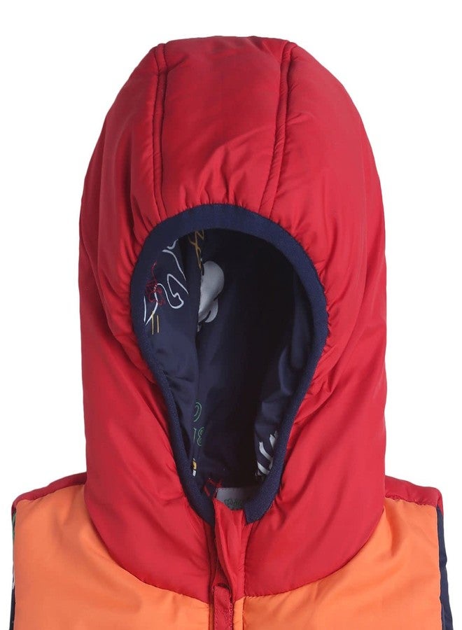 miniklub Baby Hooded Sleeveless Woven Polyester Red Color Jacket (3-6M) - Image 4