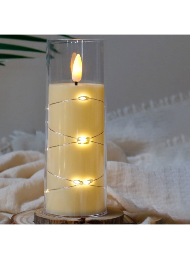 نجفة شوب شمعة LED ديكور بإضاءة دافئة وهادئة،لمسة أنيقة للاسترخاء وتزيين المنزل تتميز الشمعة بإضاءة ليد داخلية على شكل خيط رفيع يلتف حول الجسم، ليمنح تأثيرًا بصريًا ناعمًا ومريحًا يناسب أجواء الاسترخاء والرومانسية.  مثالية لغرف النوم، الريسيبشن، الطاولات الجانبية، أو ديكور المناسبات مثل الخطوبة،رمضان، الكريسماس والعشاء الهادئ. |نجفة شوب - Image 2