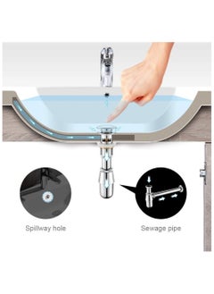 TLAXCA M20502 Pop Up Sink Plug Replacement, Basin Waste, Slotted Click Clack Waste with Overflow, Bathroom Sink Plug, 1/4" BSP, Chrome (with overflow)  - Image 2