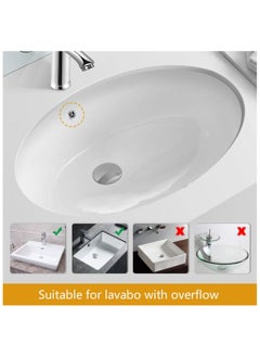 TLAXCA M20502 Pop Up Sink Plug Replacement, Basin Waste, Slotted Click Clack Waste with Overflow, Bathroom Sink Plug, 1/4" BSP, Chrome (with overflow)  - Image 3