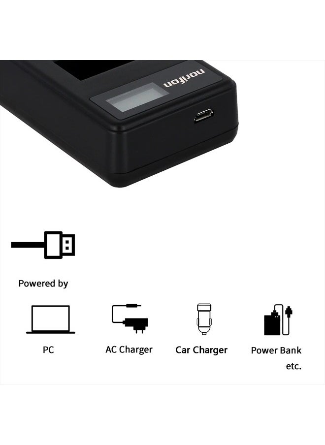 Norifon - LP-E6 Dual Channel LCD USB Charger for Canon EOS 5D Mark II, EOS 5D Mark III, EOS 5D Mark2, EOS 5DS, EOS 5DS R, EOS 60D, EOS 60Da, EOS 6D, EOS 70D, EOS 7D, EOS 7D Mark II Camera and More - Image 1