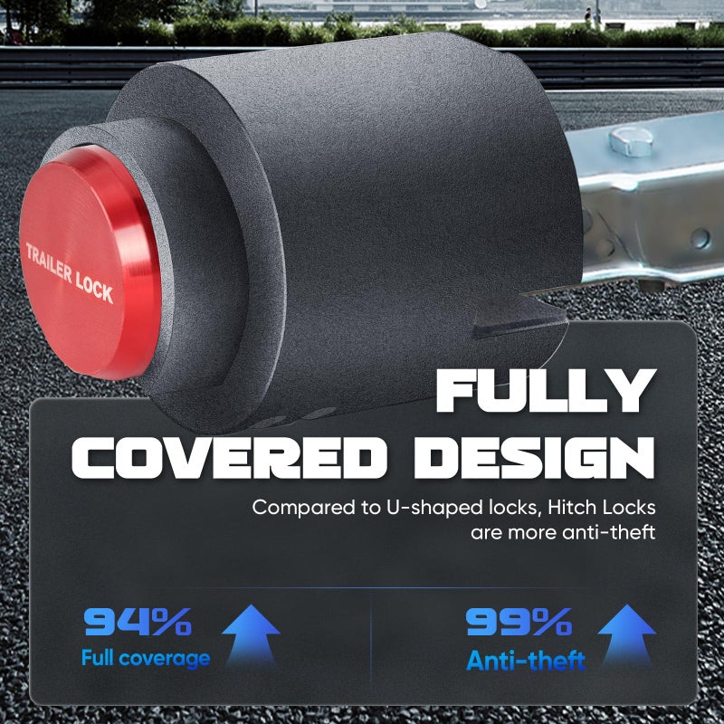 FixOasis Trailer Lock for 1-7/8", 2",2-5/16" & Bulldog Couplers, Heavy-Duty Hardened Steel Trailer Tongue Locks with Fully Covered Anti-Theft Design, Powder-Coated for Weather Resistance - Image 4