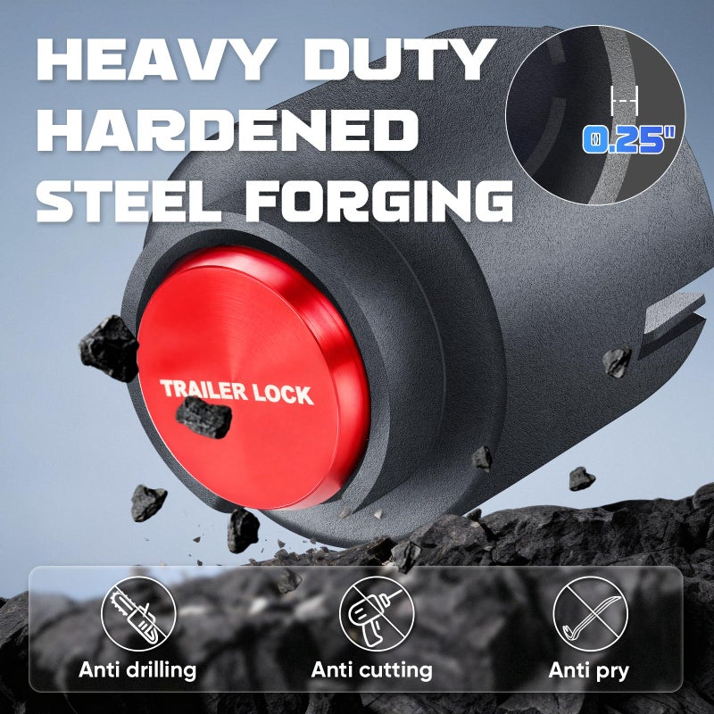 FixOasis Trailer Lock for 1-7/8", 2",2-5/16" & Bulldog Couplers, Heavy-Duty Hardened Steel Trailer Tongue Locks with Fully Covered Anti-Theft Design, Powder-Coated for Weather Resistance - Image 5