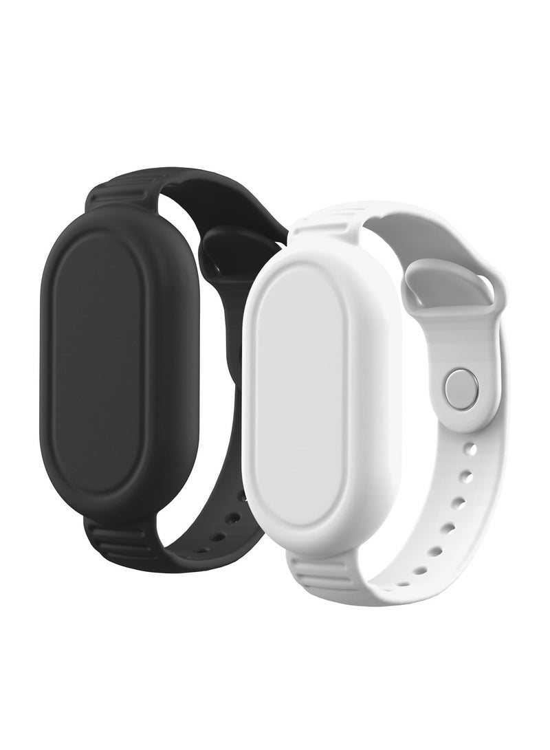 KASTWAVE 2 Pack Smart Tag 2 Bracelet Waterproof, Silicone Wristband Compatible with Samsung Galaxy SmartTag2 Holder Case, Smarttag 2 Full Cover Watch Band Hidden Accessories (Black+White) - Image 1