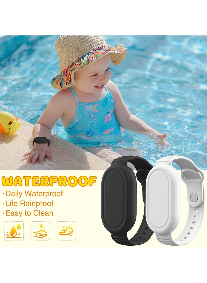 KASTWAVE 2 Pack Smart Tag 2 Bracelet Waterproof, Silicone Wristband Compatible with Samsung Galaxy SmartTag2 Holder Case, Smarttag 2 Full Cover Watch Band Hidden Accessories (Black+White) - Image 3