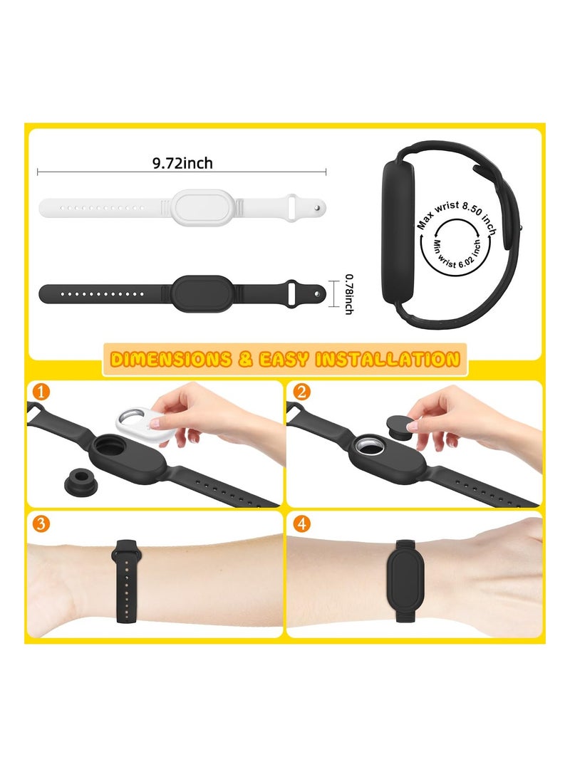 KASTWAVE 2 Pack Smart Tag 2 Bracelet Waterproof, Silicone Wristband Compatible with Samsung Galaxy SmartTag2 Holder Case, Smarttag 2 Full Cover Watch Band Hidden Accessories (Black+White) - Image 2