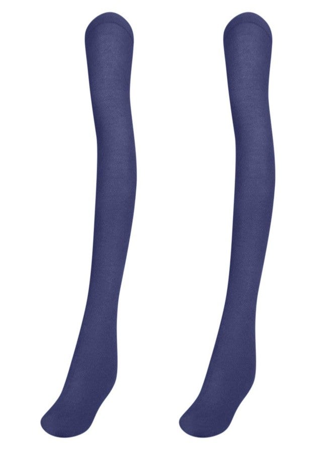 MUKHAKSH (Pack of 2 Pairs Girls Kids Cotton Thigh High Thigh Length upto the thigh Mid Thigh Long Navy Blue Stocking Socks, 9-10 Years - Image 1