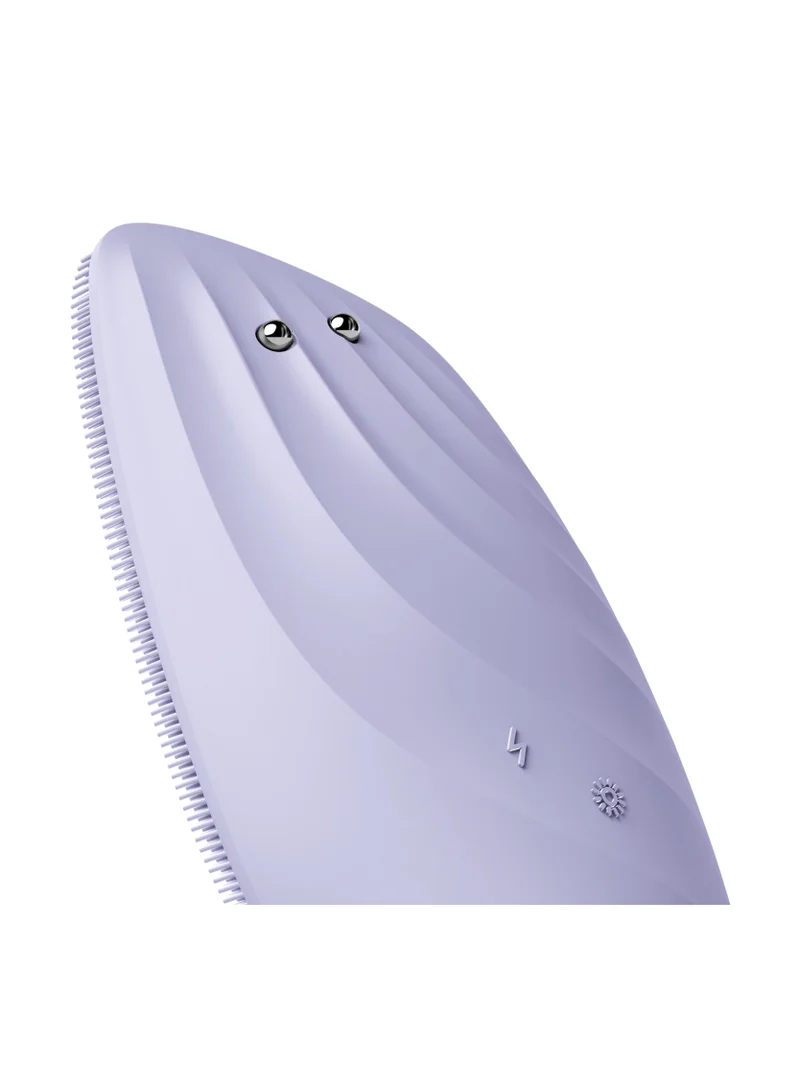 جيسكي SmartAppGuided Sonic Thermo Facial Brush & Face Lifter 8 في 1 تنظيف البشرة ومكافحة التجاعيد فرشاة تنظيف كهربائية مصنوعة من السيليكون مساج الوجه تنظيف ومكافحة الشيخوخة - بنفسجي