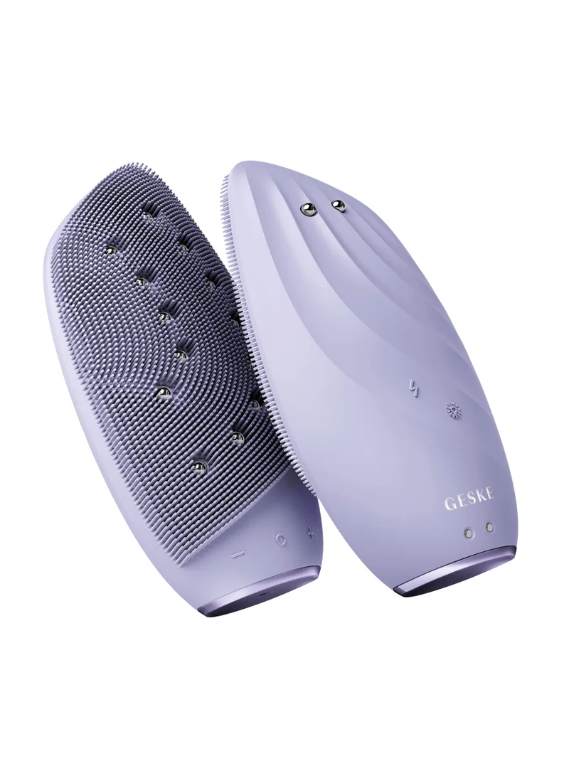 جيسكي SmartAppGuided Sonic Thermo Facial Brush & Face Lifter 8 في 1 تنظيف البشرة ومكافحة التجاعيد فرشاة تنظيف كهربائية مصنوعة من السيليكون مساج الوجه تنظيف ومكافحة الشيخوخة - بنفسجي