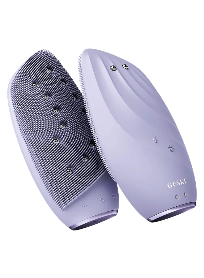 جيسكي SmartAppGuided Sonic Thermo Facial Brush & Face Lifter 8 في 1 تنظيف البشرة ومكافحة التجاعيد فرشاة تنظيف كهربائية مصنوعة من السيليكون مساج الوجه تنظيف ومكافحة الشيخوخة - بنفسجي