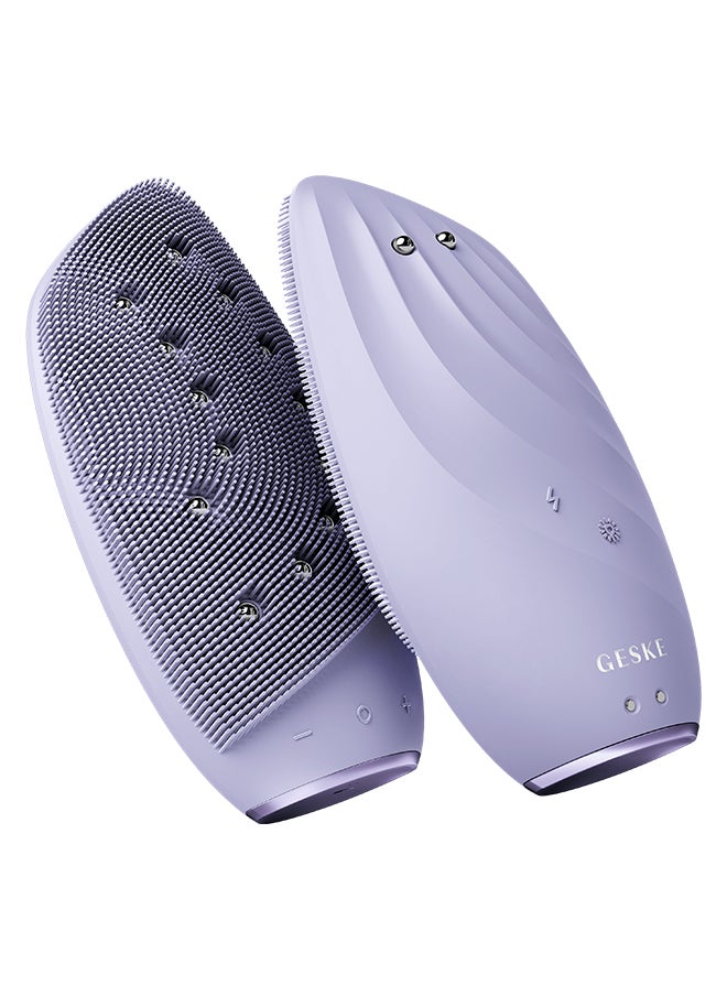GESKE SmartAppGuided Sonic Thermo Facial Brush & Face Lifter 8 in 1 Skin Cleaning & Anti-Wrinkles Electric Cleaning Brush Made of Silicone Face Massager Cleansing & Anti-Ageing - Purple  - Image 4