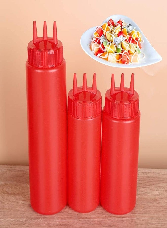 PUTHAK UNEQUETREND Puthak Squeeze Bottle 3 Hole Ketchup Mustard Salad Dressing Seasoning Squeezer Suitable for Family Restaurant Bakery (500 ml, Red) - Image 4