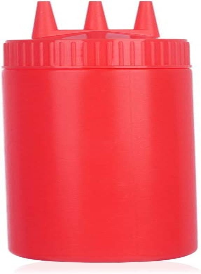 PUTHAK UNEQUETREND Puthak Squeeze Bottle 3 Hole Ketchup Mustard Salad Dressing Seasoning Squeezer Suitable for Family Restaurant Bakery (500 ml, Red) - Image 1