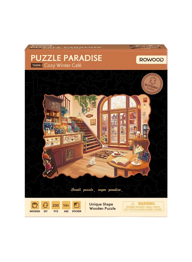 ROBOTIME Rowood Cozy Winter Café Wooden Jigsaw Puzzle TA006 - Image 4