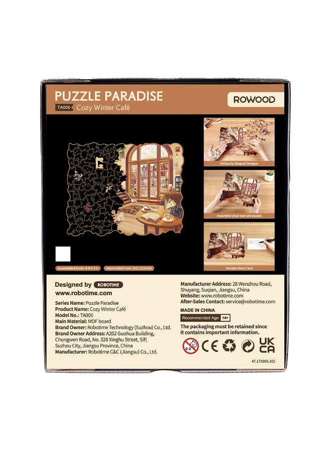ROBOTIME Rowood Cozy Winter Café Wooden Jigsaw Puzzle TA006 - Image 5