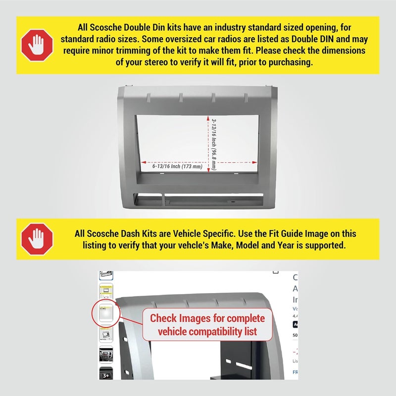 Scosche Dash Kit for 2009-Up Toyota Tacoma Double Din Kit Color Matched Light Silver - Image 2