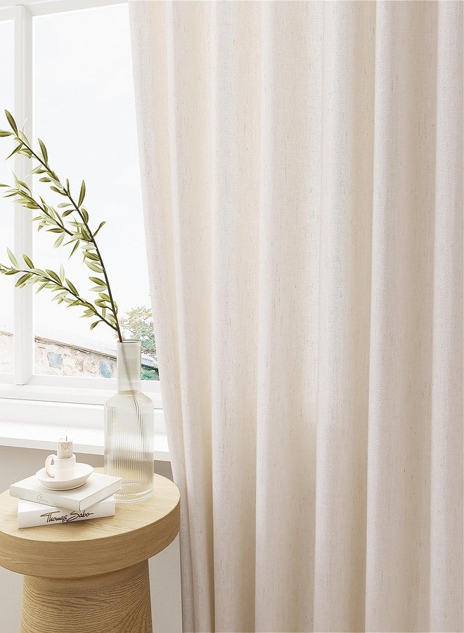 DUKIYO Natural Pinch Pleated Linen Farmhouse Curtains 84 Inches Long for Living Room Bedroom Semi Sheer Light Filtering Privacy Pleat Drapes with Hooks Rings Back Tab Drapes Cream Ivory - Image 5