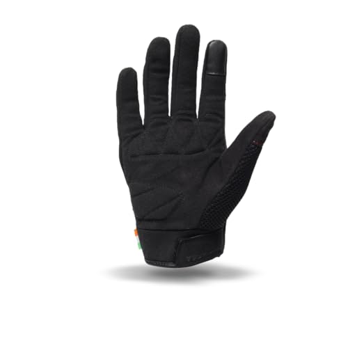 TVS Racing Rogue Riding Gloves | TPR Knuckle Guard | Touchscreen Fingertip | Airmesh Panels | Micro Suede Grip | 3mm Palm Padding | Velcro Strap | Motorcycle & Bike Riding Gloves (Black/L) - Image 5