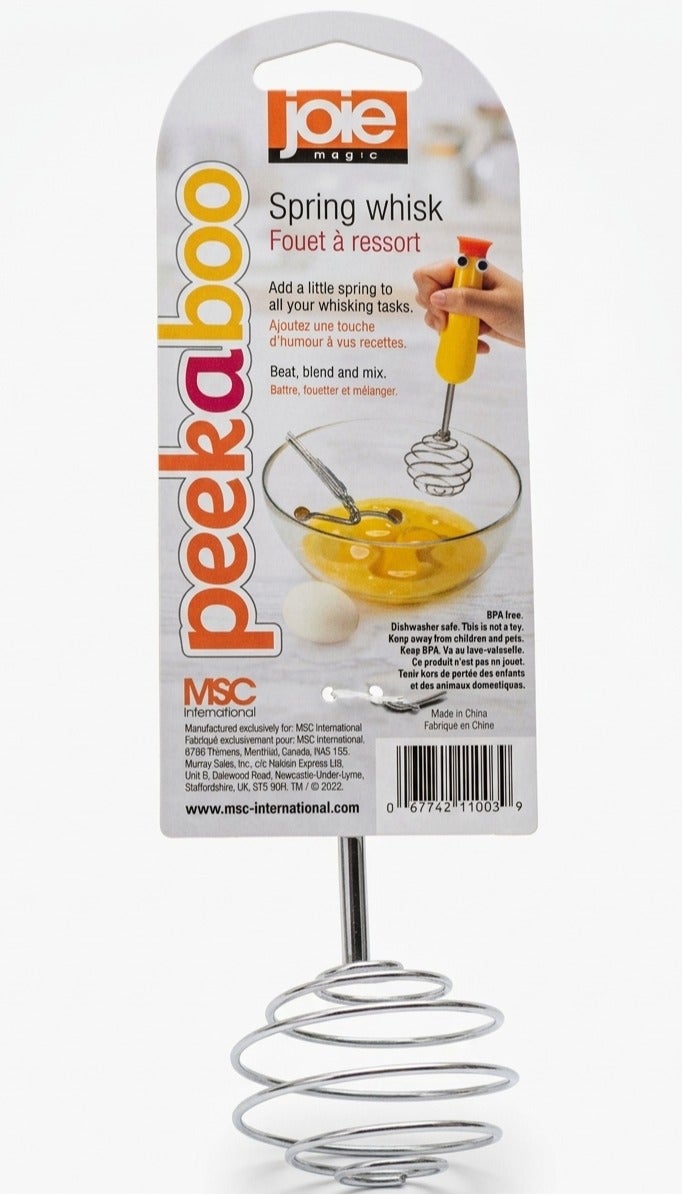 Joie MSC Joie Spring Whisk Hand Mixer Stainless Steel Coil Whisk with Ergonomic Handle Manual Egg Beater for Baking Cooking Mixing Batter Eggs Sauce Kitchen Tool BPA Free Yellow - Image 2