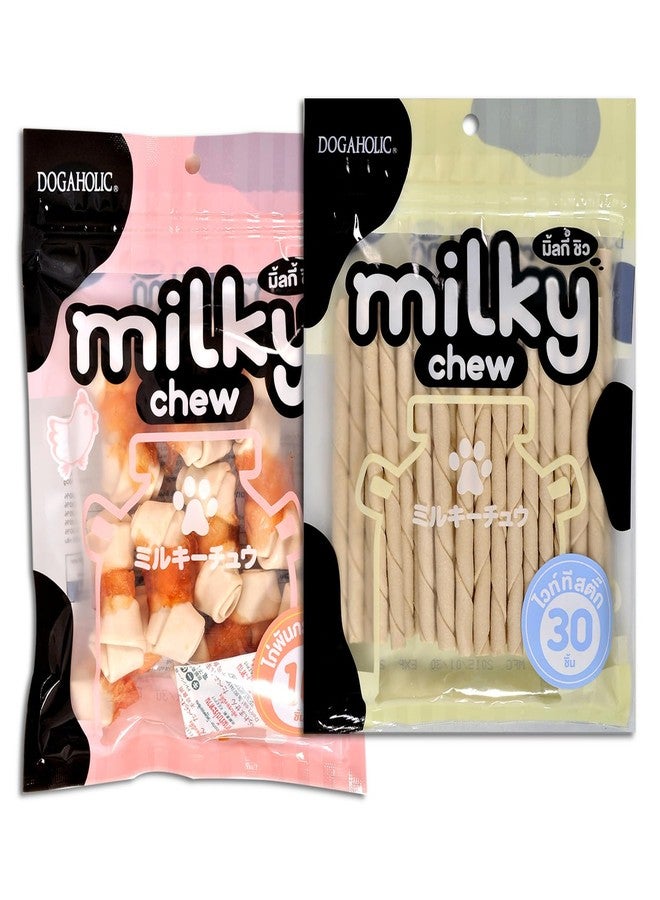 Rena Dogaholic Milky Chews Combo - Knotted Bone & Chewy Stick Dog Treats, High-Protein, Dental Care Snacks for Dogs, Tasty Reward for All Breeds - Image 1